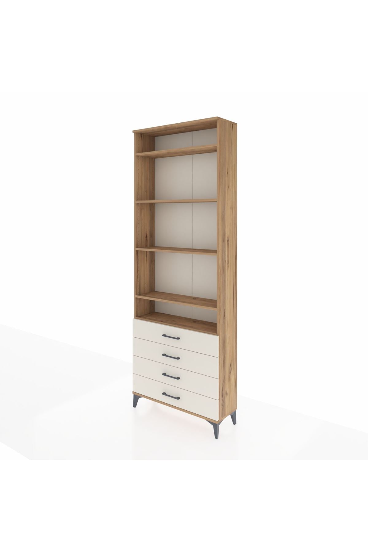 Arges Dolap 5 Raflı 4 Çekmeceli 88x30x243 Çam-Aytaşı