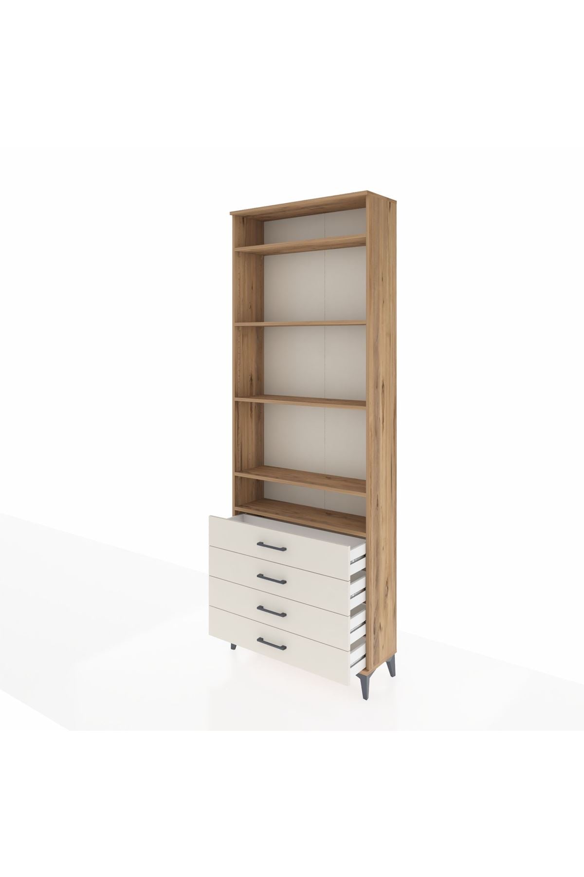 Arges Dolap 5 Raflı 4 Çekmeceli 88x30x243 Çam-Aytaşı