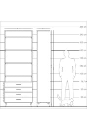 Arges Dolap 5 Raflı 4 Çekmeceli 88x30x243 Çam-Antrasit