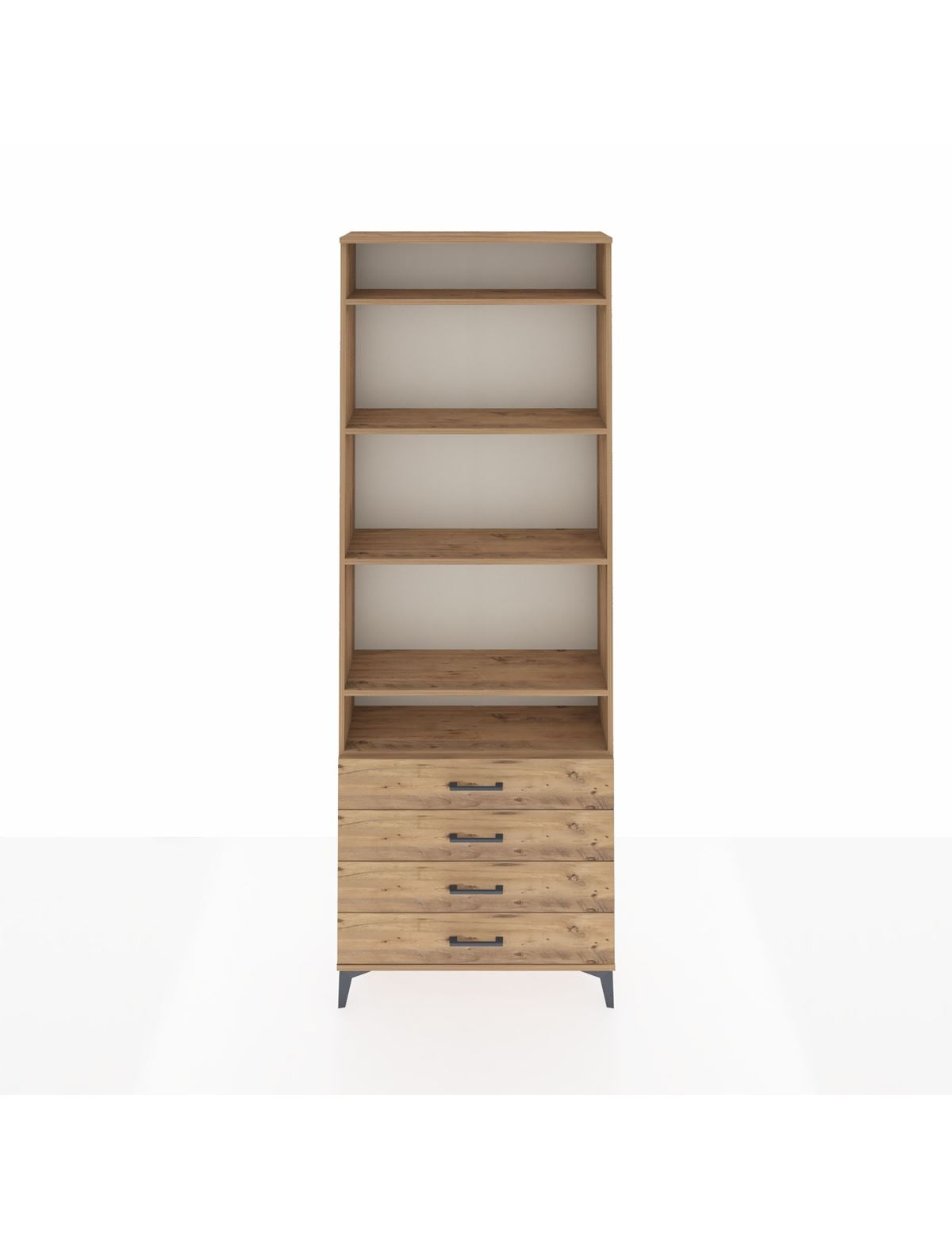 Arges Dolap 5 Raflı 4 Çekmeceli 88x30x243 Çam-Çam