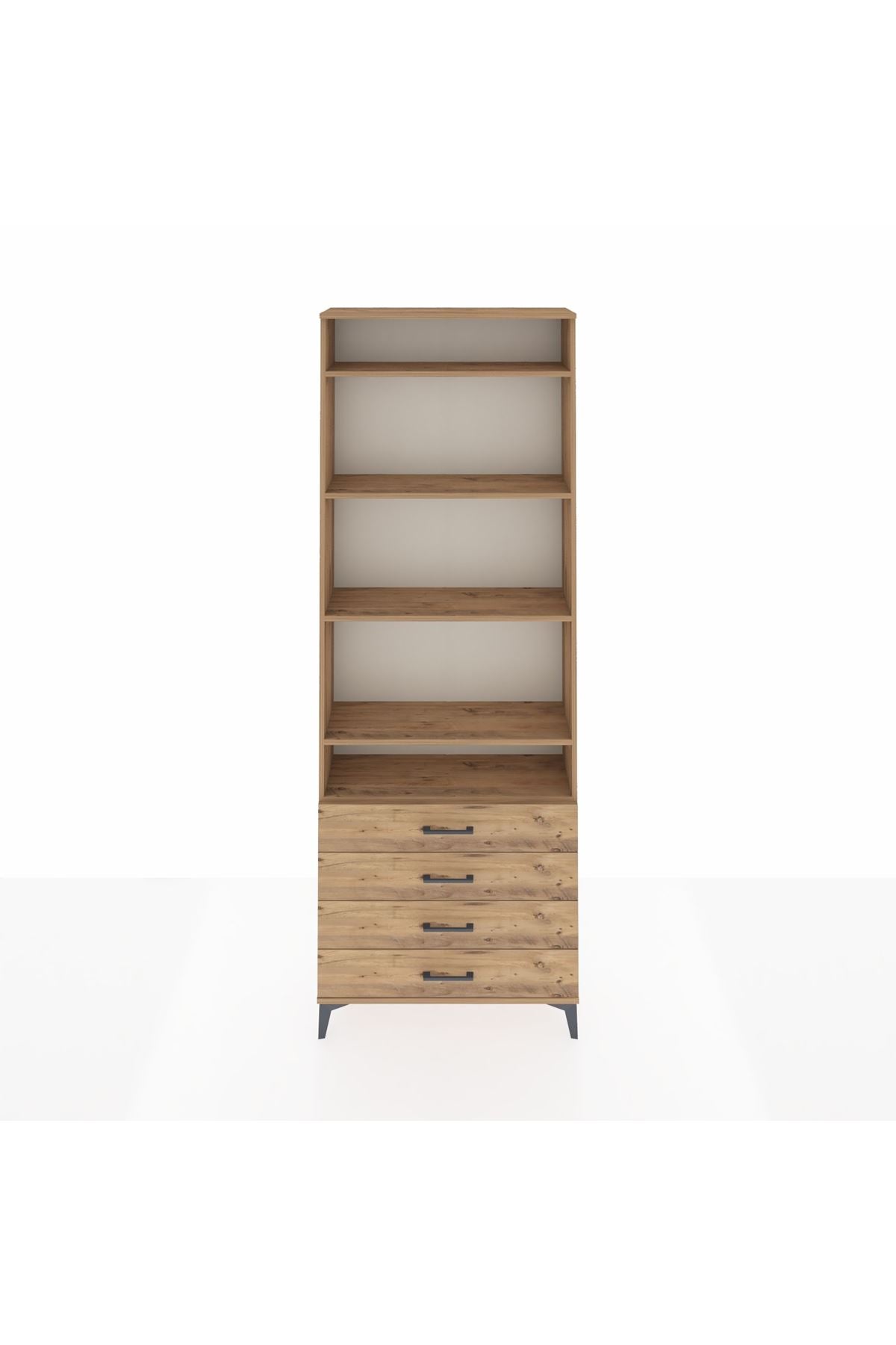 Arges Dolap 5 Raflı 4 Çekmeceli 88x30x243 Çam-Çam