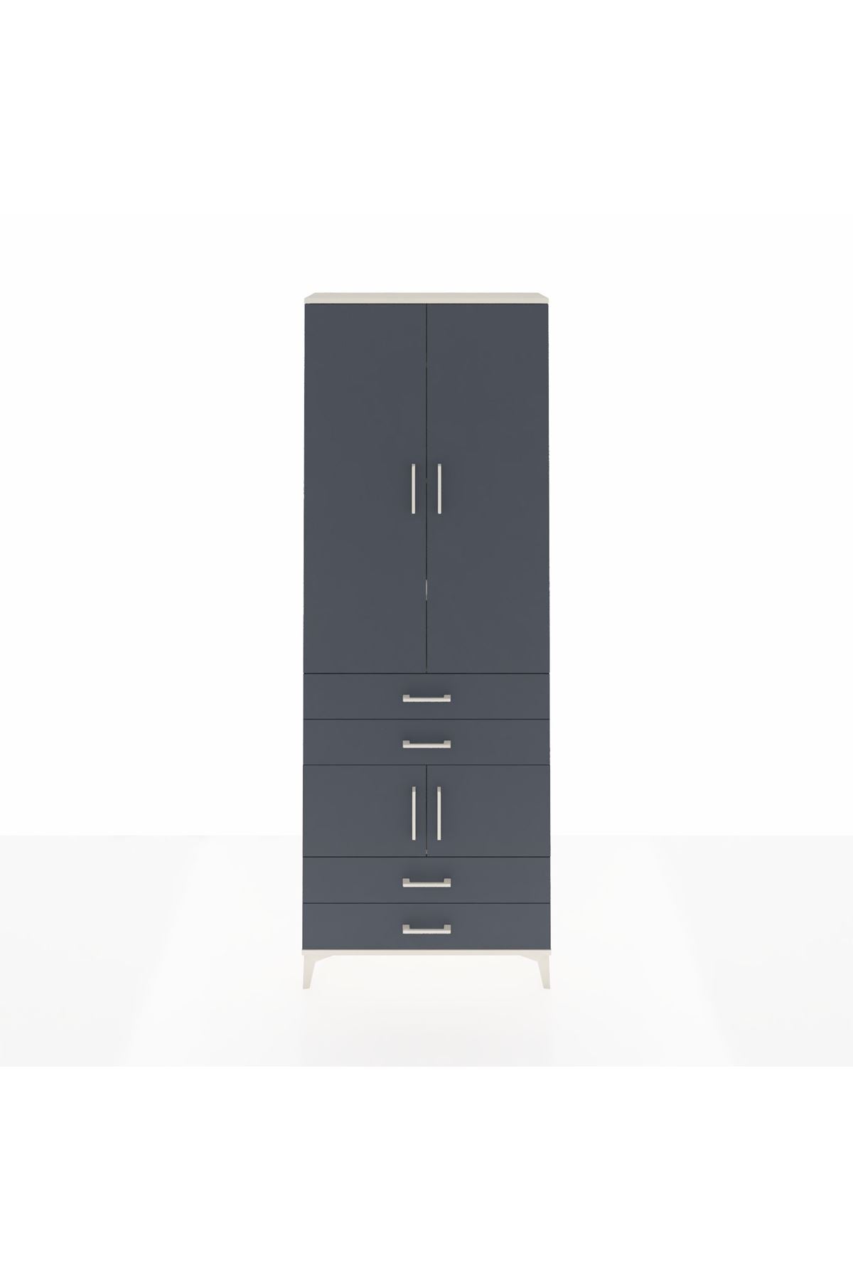 Arges Dolap 5 Raflı 4 Çekmeceli 4 Kapaklı 88x30x243 Aytaşı-Antrasit