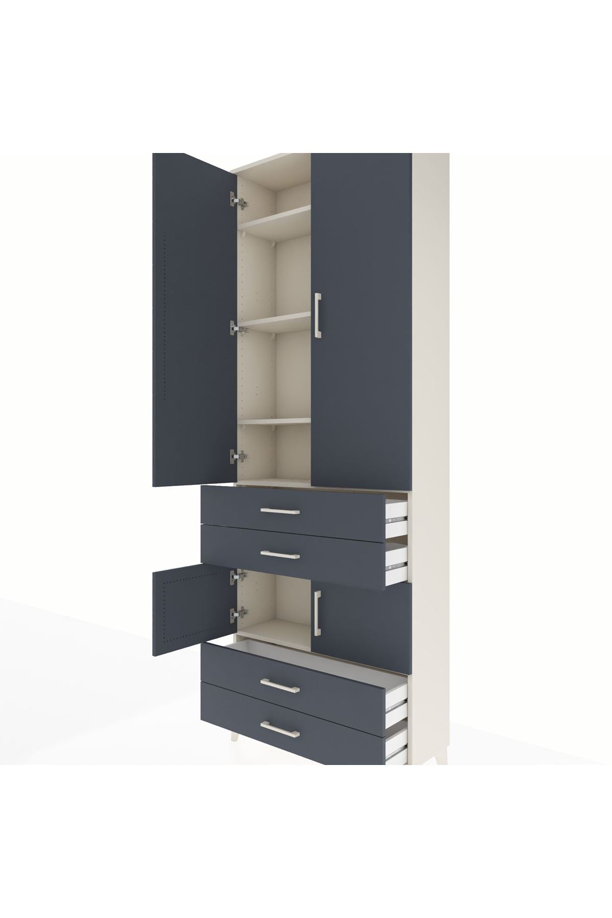 Arges Dolap 5 Raflı 4 Çekmeceli 4 Kapaklı 88x30x243 Aytaşı-Antrasit