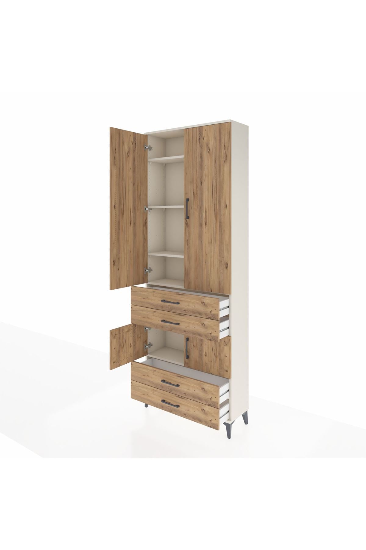 Arges Dolap 5 Raflı 4 Çekmeceli 4 Kapaklı 88x30x243 Aytaşı-Çam