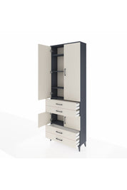 Arges Dolap 5 Raflı 4 Çekmeceli 4 Kapaklı 88x30x243 Antrasit-Aytaşı