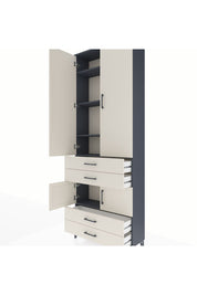 Arges Dolap 5 Raflı 4 Çekmeceli 4 Kapaklı 88x30x243 Antrasit-Aytaşı