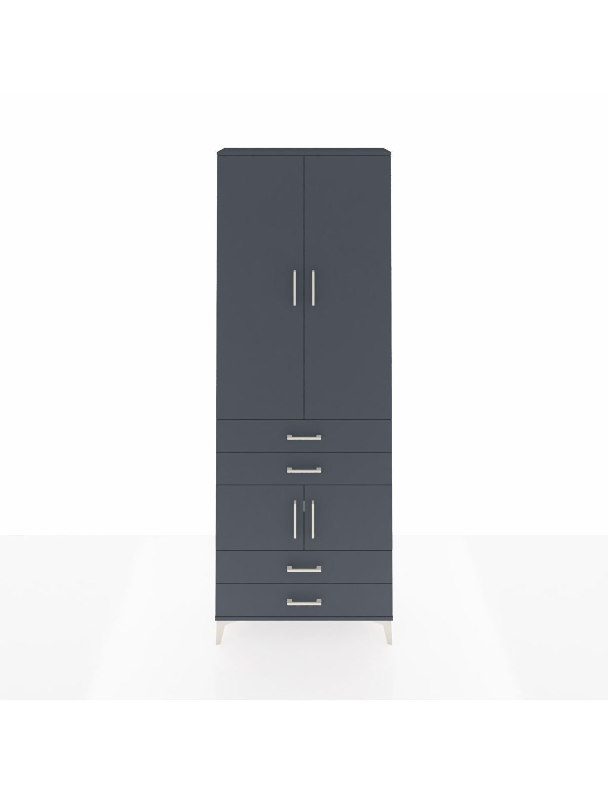 Arges Dolap 5 Raflı 4 Çekmeceli 4 Kapaklı 88x30x243 Antrasit-Antrasit