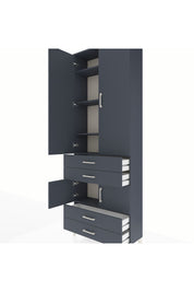 Arges Dolap 5 Raflı 4 Çekmeceli 4 Kapaklı 88x30x243 Antrasit-Antrasit