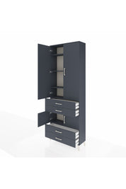 Arges Dolap 5 Raflı 4 Çekmeceli 4 Kapaklı 88x30x243 Antrasit-Antrasit