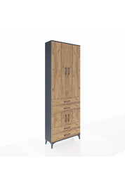 Arges Dolap 5 Raflı 4 Çekmeceli 4 Kapaklı 88x30x243 Antrasit-Çam