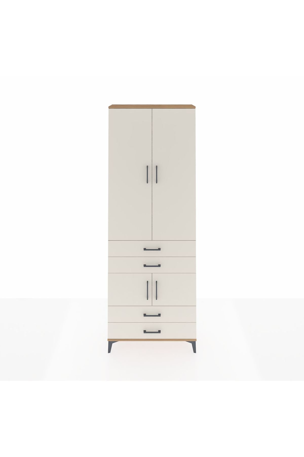 Arges Dolap 5 Raflı 4 Çekmeceli 4 Kapaklı 88x30x243 Çam-Aytaşı