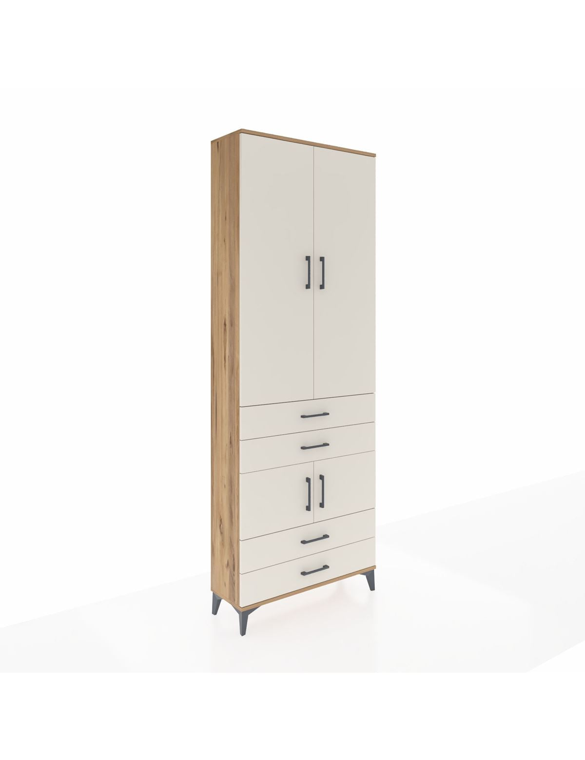 Arges Dolap 5 Raflı 4 Çekmeceli 4 Kapaklı 88x30x243 Çam-Aytaşı