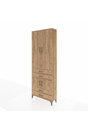 Arges Dolap 5 Raflı 4 Çekmeceli 4 Kapaklı 88x30x243 Çam-Çam