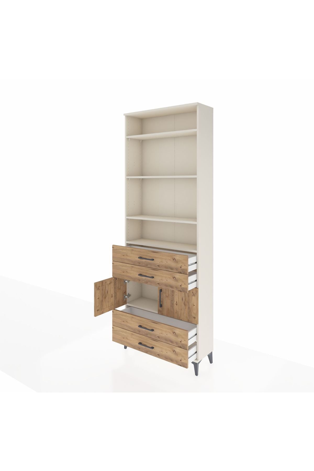 Arges Dolap 5 Raflı 4 Çekmeceli 2 Kapaklı 88x30x243 Aytaşı-Çam