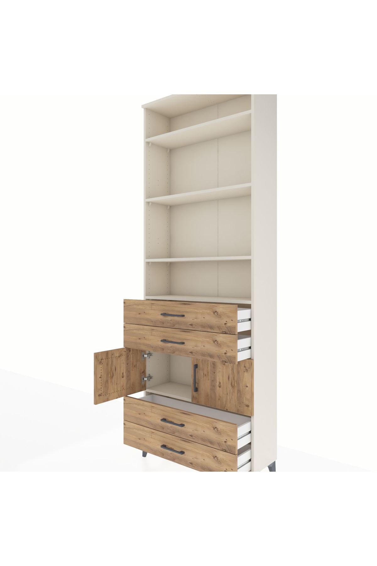 Arges Dolap 5 Raflı 4 Çekmeceli 2 Kapaklı 88x30x243 Aytaşı-Çam