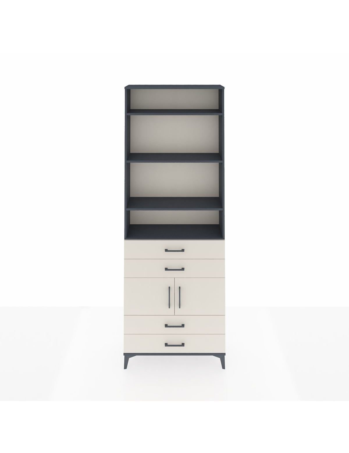 Arges Dolap 5 Raflı 4 Çekmeceli 2 Kapaklı 88x30x243 Antrasit-Aytaşı