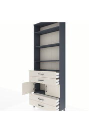 Arges Dolap 5 Raflı 4 Çekmeceli 2 Kapaklı 88x30x243 Antrasit-Aytaşı