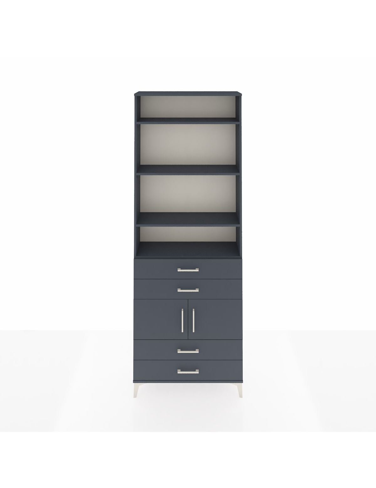 Arges Dolap 5 Raflı 4 Çekmeceli 2 Kapaklı 88x30x243 Antrasit-Antrasit