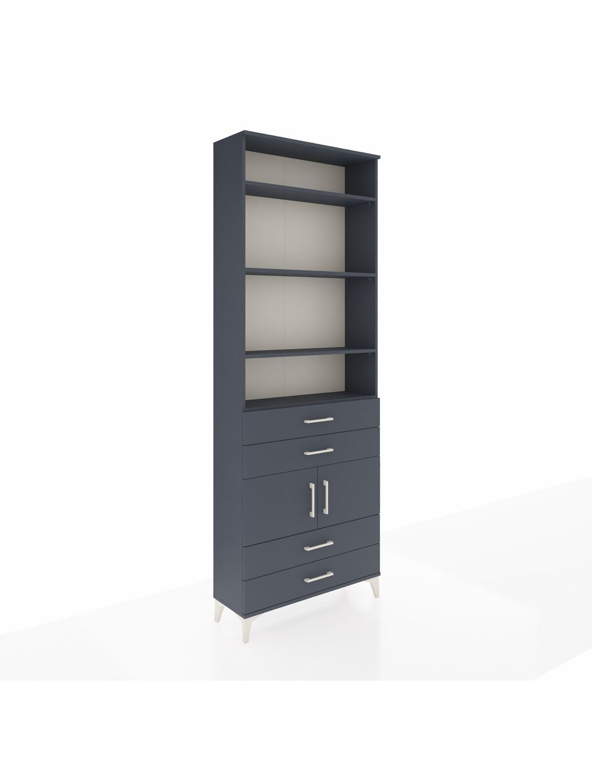 Arges Dolap 5 Raflı 4 Çekmeceli 2 Kapaklı 88x30x243 Antrasit-Antrasit