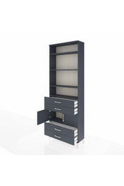 Arges Dolap 5 Raflı 4 Çekmeceli 2 Kapaklı 88x30x243 Antrasit-Antrasit