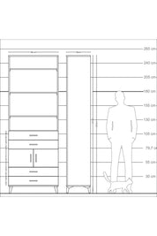 Arges Dolap 5 Raflı 4 Çekmeceli 2 Kapaklı 88x30x243 Çam-Antrasit