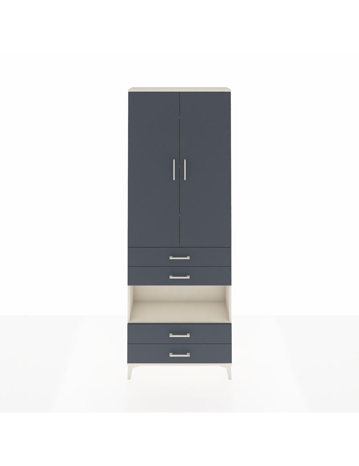 Arges Dolap 5 Raflı 4 Çekmeceli 2 Kapaklı 88x30x243 Aytaşı-Antrasit