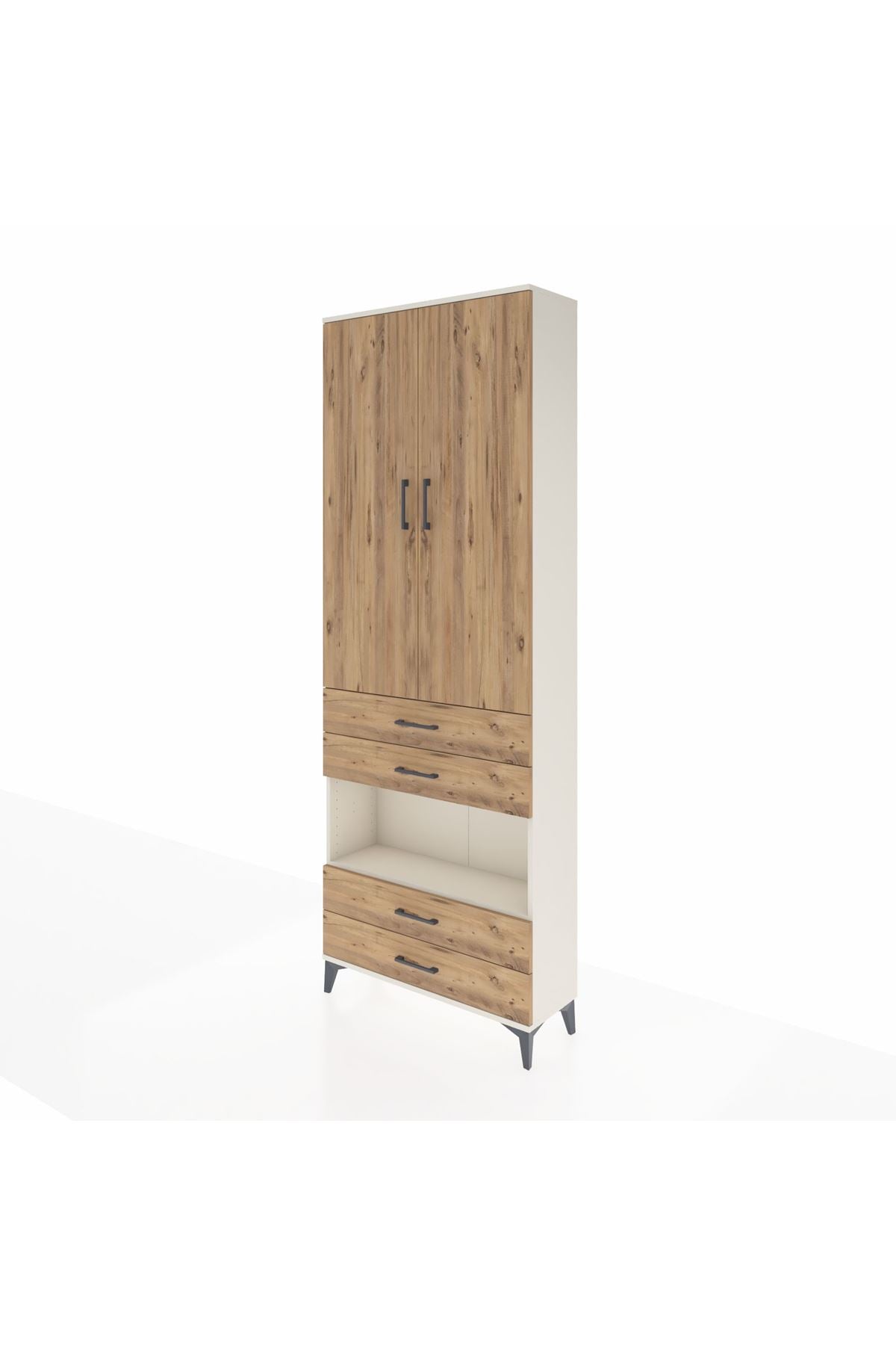 Arges Dolap 5 Raflı 4 Çekmeceli 2 Kapaklı 88x30x243 Aytaşı-Çam