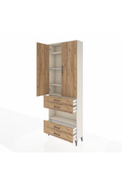 Arges Dolap 5 Raflı 4 Çekmeceli 2 Kapaklı 88x30x243 Aytaşı-Çam