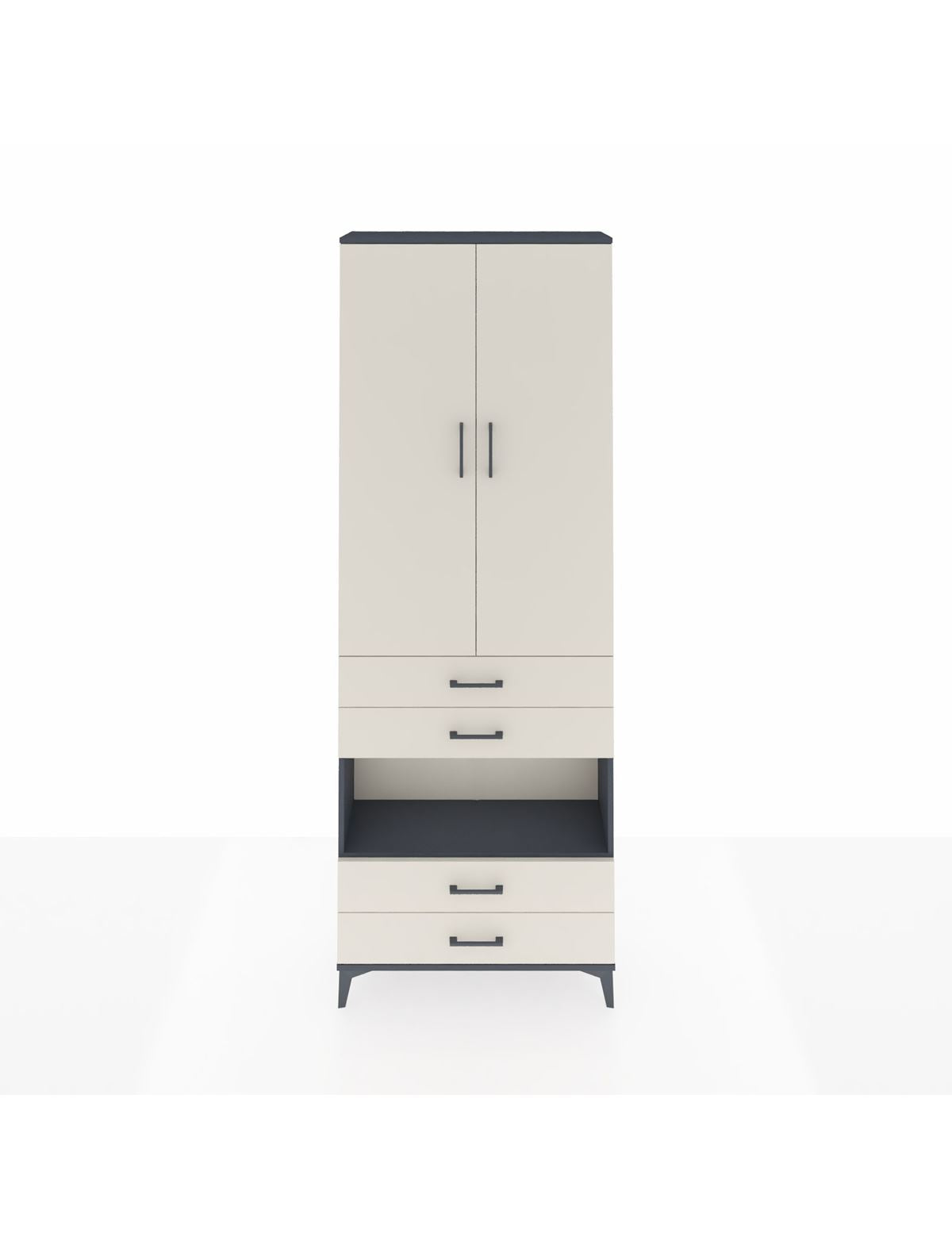 Arges Dolap 5 Raflı 4 Çekmeceli 2 Kapaklı 88x30x243 Antrasit-Aytaşı