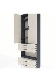 Arges Dolap 5 Raflı 4 Çekmeceli 2 Kapaklı 88x30x243 Antrasit-Aytaşı