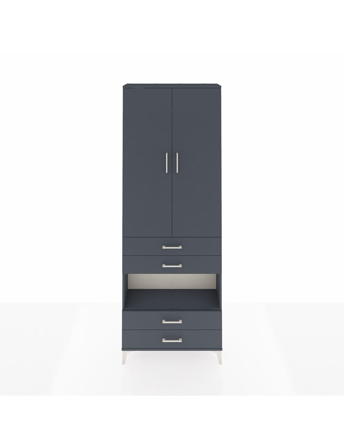 Arges Dolap 5 Raflı 4 Çekmeceli 2 Kapaklı 88x30x243 Antrasit-Antrasit