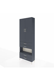 Arges Dolap 5 Raflı 4 Çekmeceli 2 Kapaklı 88x30x243 Antrasit-Antrasit