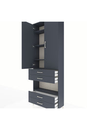 Arges Dolap 5 Raflı 4 Çekmeceli 2 Kapaklı 88x30x243 Antrasit-Antrasit