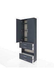 Arges Dolap 5 Raflı 4 Çekmeceli 2 Kapaklı 88x30x243 Antrasit-Antrasit