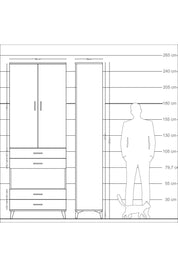 Arges Dolap 5 Raflı 4 Çekmeceli 2 Kapaklı 88x30x243 Antrasit-Antrasit