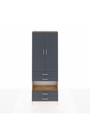 Arges Dolap 5 Raflı 4 Çekmeceli 2 Kapaklı 88x30x243 Çam-Antrasit