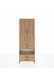 Arges Dolap 5 Raflı 4 Çekmeceli 2 Kapaklı 88x30x243 Çam-Çam