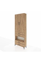 Arges Dolap 5 Raflı 4 Çekmeceli 2 Kapaklı 88x30x243 Çam-Çam