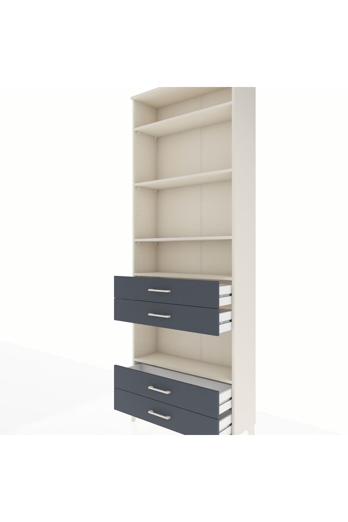 Arges Dolap 5 Raflı 4 Çekmeceli 88x30x243 Aytaşı-Antrasit