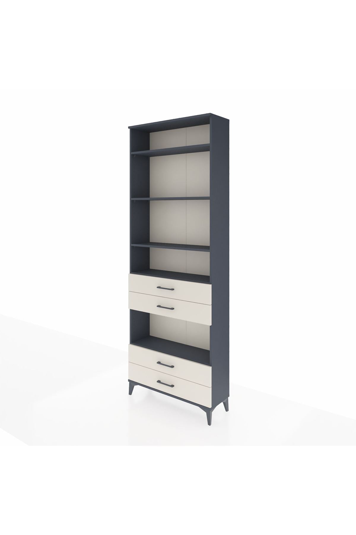 Arges Dolap 5 Raflı 4 Çekmeceli 88x30x243 Antrasit-Aytaşı