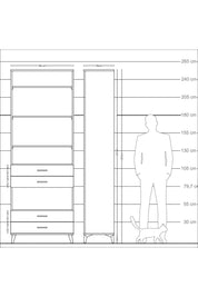 Arges Dolap 5 Raflı 4 Çekmeceli 88x30x243 Antrasit-Aytaşı