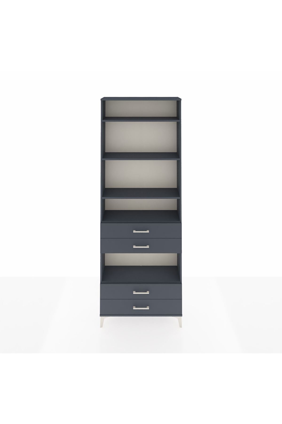 Arges Dolap 5 Raflı 4 Çekmeceli 88x30x243 Antrasit-Antrasit