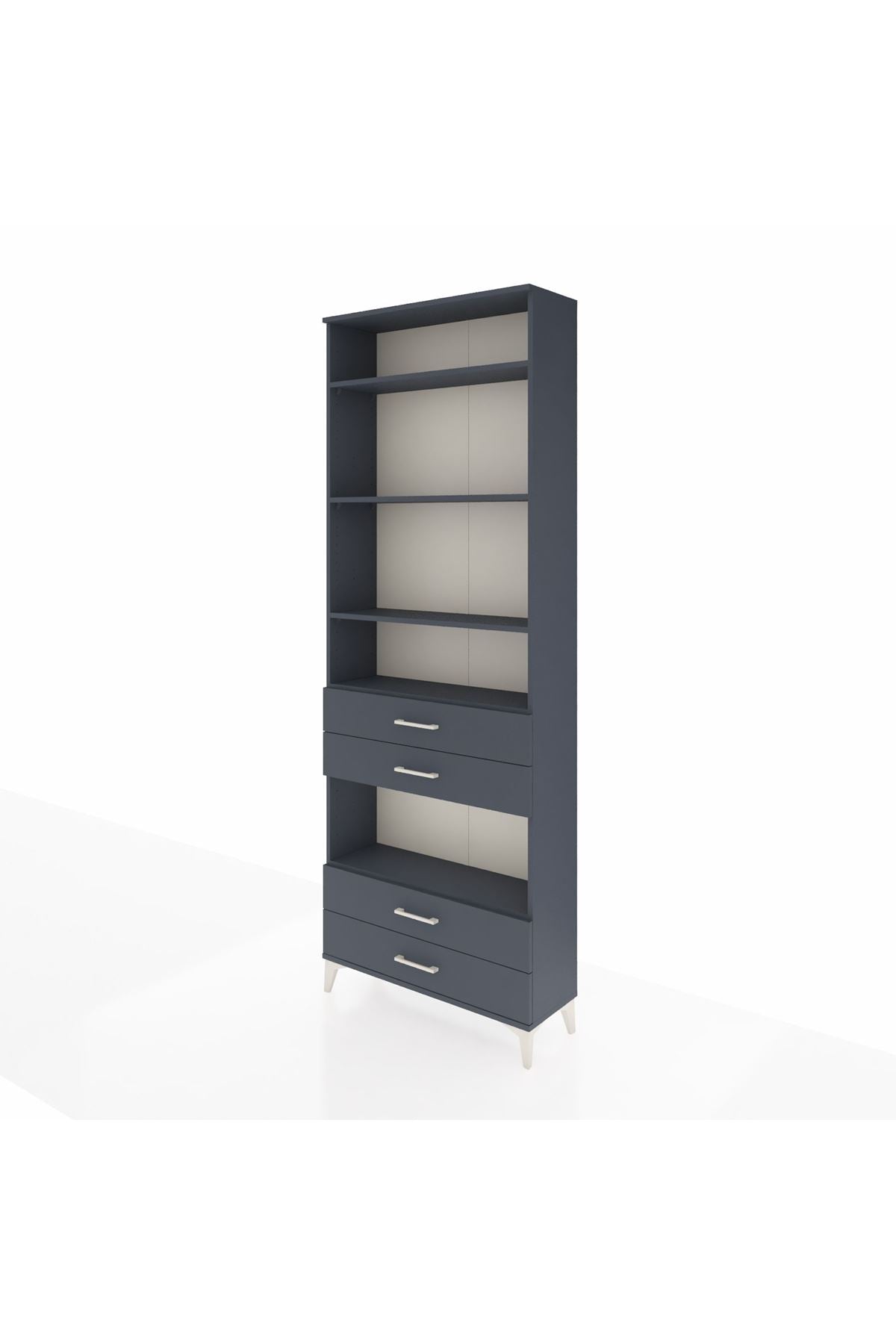 Arges Dolap 5 Raflı 4 Çekmeceli 88x30x243 Antrasit-Antrasit