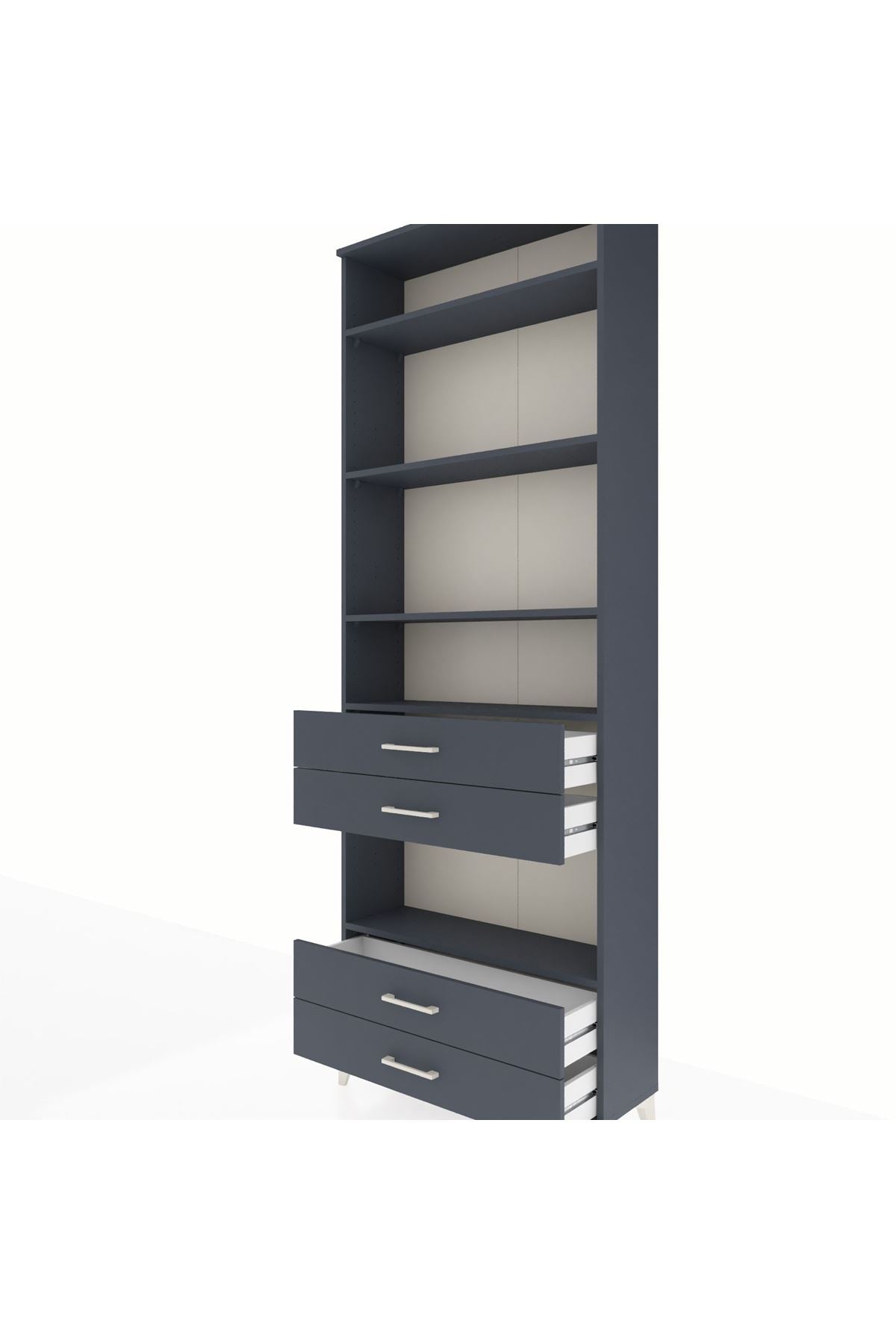 Arges Dolap 5 Raflı 4 Çekmeceli 88x30x243 Antrasit-Antrasit