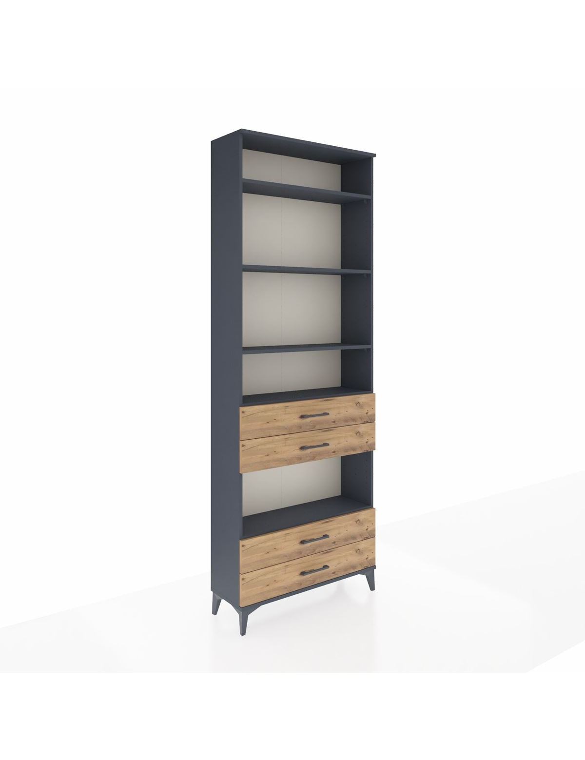 Arges Dolap 5 Raflı 4 Çekmeceli 88x30x243 Antrasit-Çam