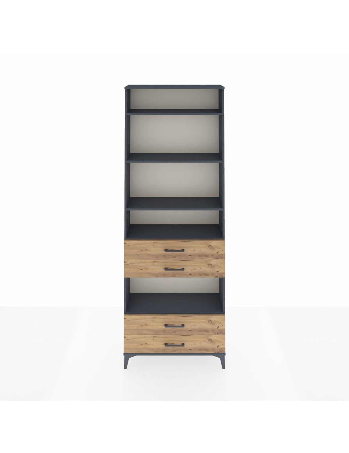 Arges Dolap 5 Raflı 4 Çekmeceli 88x30x243 Antrasit-Çam