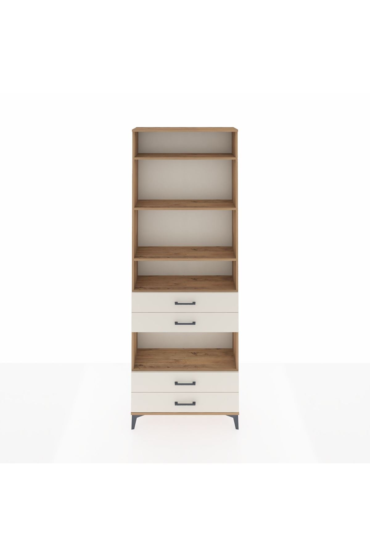 Arges Dolap 5 Raflı 4 Çekmeceli 88x30x243 Çam-Aytaşı