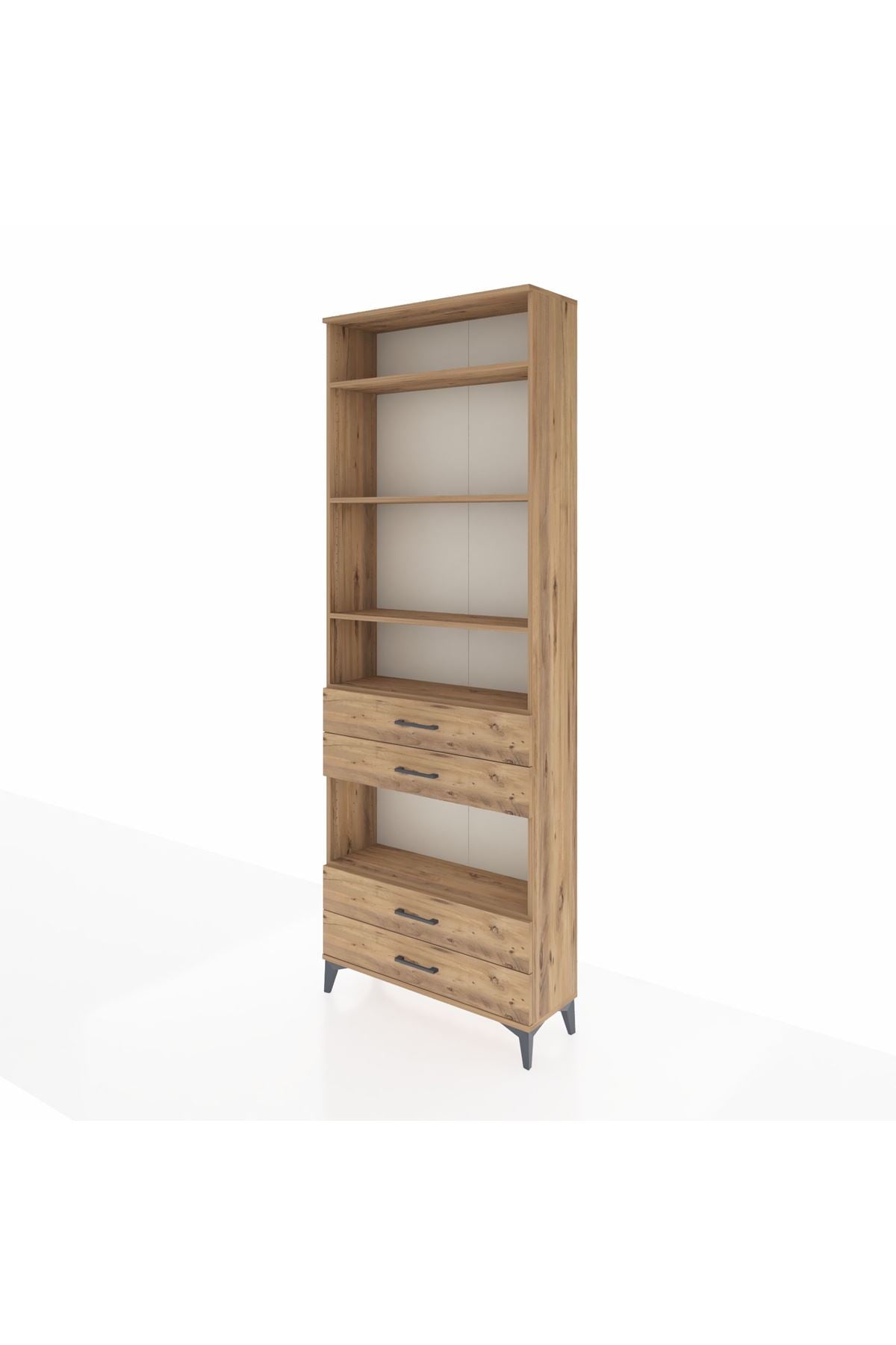 Arges Dolap 5 Raflı 4 Çekmeceli 88x30x243 Çam-Çam