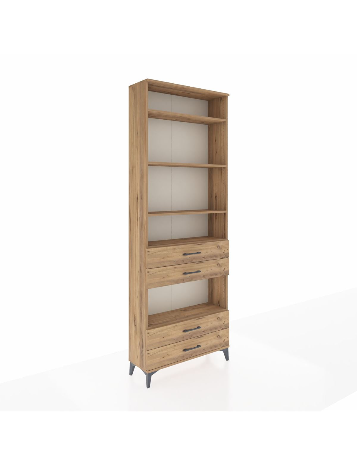 Arges Dolap 5 Raflı 4 Çekmeceli 88x30x243 Çam-Çam