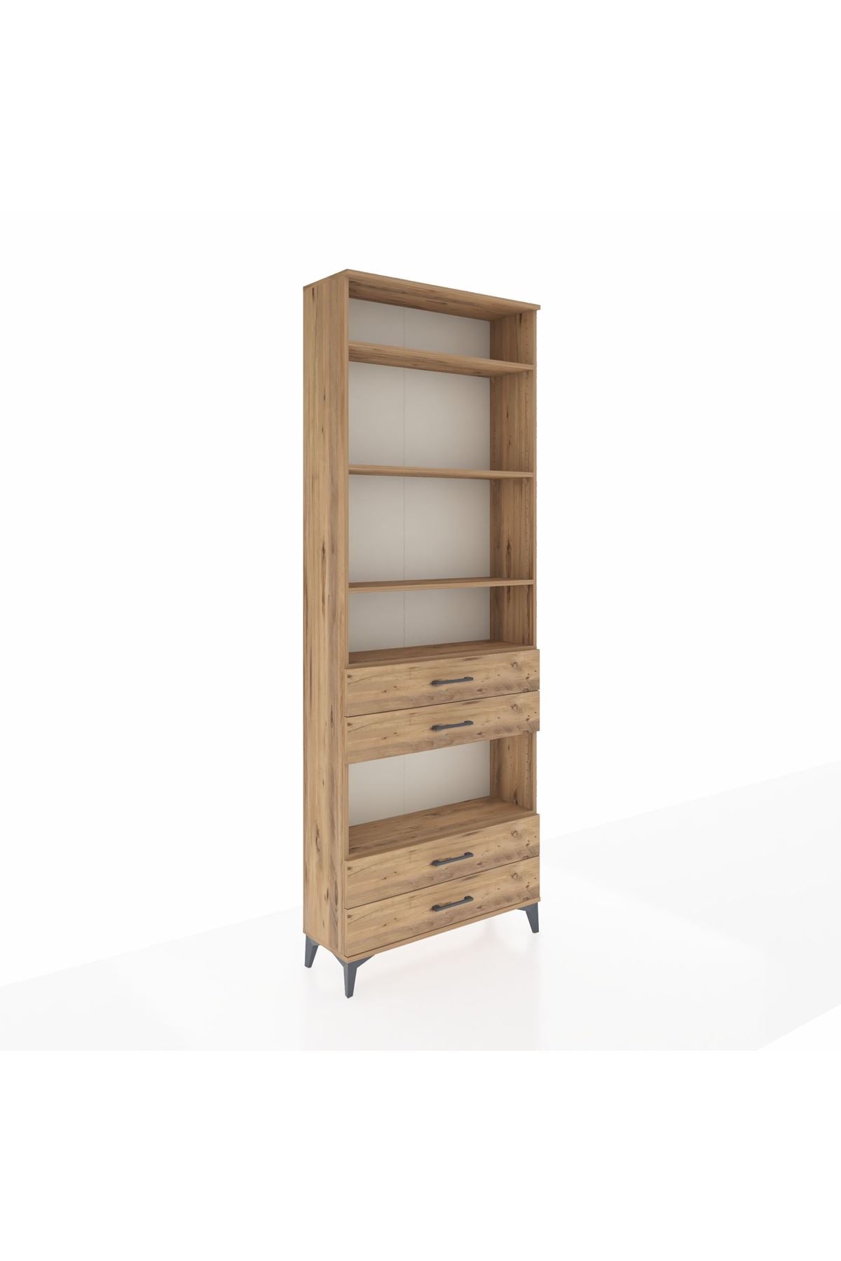 Arges Dolap 5 Raflı 4 Çekmeceli 88x30x243 Çam-Çam